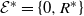 script upper E Superscript asterisk Baseline equals StartSet 0 comma upper R Superscript asterisk Baseline EndSet