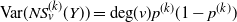 normal upper V normal a normal r left parenthesis upper N upper S Subscript v Superscript left parenthesis k right parenthesis Baseline left parenthesis upper Y right parenthesis right parenthesis equals normal d normal e normal g left parenthesis v right parenthesis p Superscript left parenthesis k right parenthesis Baseline left parenthesis 1 minus p Superscript left parenthesis k right parenthesis Baseline right parenthesis