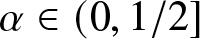 alpha element of left parenthesis 0 comma 1 slash 2 right bracket