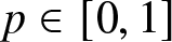 p element of left bracket 0 comma 1 right bracket