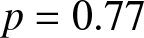 p equals 0.77