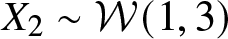 upper X 2 tilde script upper W left parenthesis 1 comma 3 right parenthesis