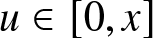 u element of left bracket 0 comma x right bracket