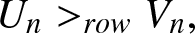 Un greater than rowVn comma