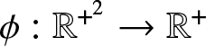 phi colon double struck upper R plus 2 right arrow double struck upper R plus