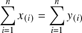 sigma summation i equals 1 nx left parenthesis i right parenthesis equals sigma summation i equals 1 ny left parenthesis i right parenthesis