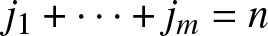 j 1 plus midline horizontal ellipsis plus jm equals n