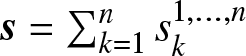 s equals sigma summation backslash nolimitsk equals 1 nsk 1 comma ellipsis comma n