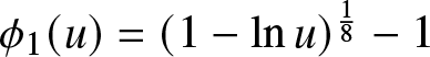 phi 1 left parenthesis u right parenthesis equals left parenthesis 1 minus lnu right parenthesis 18 minus 1
