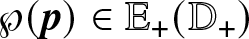 script upper P left parenthesis p right parenthesis element of double struck upper E plus left parenthesis double struck upper D plus right parenthesis