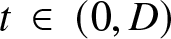t element of left parenthesis 0 comma upper D right parenthesis