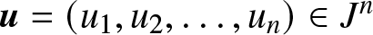 u equals left parenthesis u 1 comma u 2 comma ellipsis comma un right parenthesis element of Jn