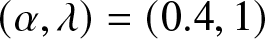 left parenthesis alpha comma lamda right parenthesis equals left parenthesis 0.4 comma 1 right parenthesis