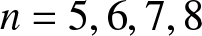 n equals 5 comma 6 comma 7 comma 8