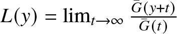 upper L left parenthesis y right parenthesis equals limt right arrow infinity upper G bar left parenthesis y plus t right parenthesis upper G bar left parenthesis t right parenthesis