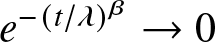 e minus left parenthesis t slash lamda right parenthesis beta right arrow 0