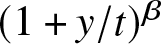 left parenthesis 1 plus y slash t right parenthesis beta