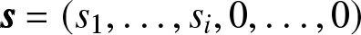 backslash pmbs equals left parenthesis s 1 comma ellipsis comma si comma 0 comma ellipsis comma 0 right parenthesis