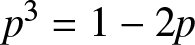 p 3 equals 1 minus 2 p