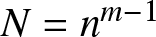 upper N equals nm minus 1