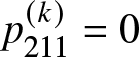 p 211 left parenthesis k right parenthesis equals 0
