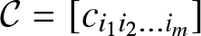 upper C equals left bracket ci 1 i 2 ellipsis im right bracket