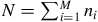 upper N equals sigma summation Underscript i equals 1 Overscript upper M Endscripts n Subscript i