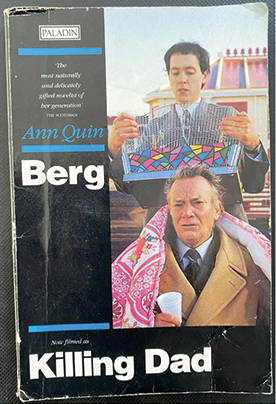 Front cover of a book showing a still from Killing Dad of Denholm Elliott and Richard E. Grant.