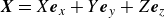 bold italic upper X equals upper X bold italic e Subscript x Baseline plus upper Y bold italic e Subscript y Baseline plus upper Z bold italic e Subscript z