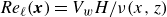italic Re Subscript script l Baseline left parenthesis bold italic x right parenthesis equals upper V Subscript w Baseline upper H divided by nu left parenthesis x comma z right parenthesis