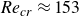 italic Re Subscript c r Baseline almost equals 153
