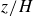 z divided by upper H