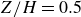 upper Z divided by upper H equals 0.5