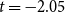 t equals negative 2.05
