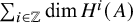 sigma summation Underscript i element of double struck upper Z Endscripts dimension upper H Superscript i Baseline left parenthesis upper A right parenthesis