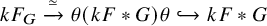 k upper F Subscript upper G Baseline ModifyingAbove right arrow With asymptotically equals theta left parenthesis k upper F asterisk upper G right parenthesis theta right arrow with hook k upper F asterisk upper G