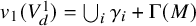 v 1 left parenthesis upper V Subscript d Superscript 1 Baseline right parenthesis equals union Underscript i Endscripts gamma Subscript i Baseline plus normal upper Gamma left parenthesis upper M right parenthesis