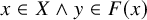 x element of upper X and y element of upper F left parenthesis x right parenthesis