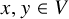 x comma y element of upper V