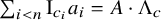 sigma summation Underscript i less than n Endscripts normal upper I Subscript c Sub Subscript i Baseline a Subscript i Baseline equals upper A dot normal upper Lamda Subscript c