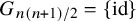 upper G Subscript n left parenthesis n plus 1 right parenthesis divided by 2 Baseline equals StartSet id EndSet