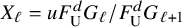 upper X Subscript script l Baseline equals u upper F Subscript normal upper U Superscript d Baseline upper G Subscript script l Baseline divided by upper F Subscript normal upper U Superscript d Baseline upper G Subscript script l plus 1