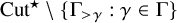 upper C u t Superscript star Baseline minus StartSet normal upper Gamma Subscript greater than gamma Baseline colon gamma element of normal upper Gamma EndSet