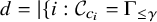 d equals vertical bar left brace i colon script upper C Subscript c Sub Subscript i Subscript Baseline equals normal upper Gamma Subscript less than or equals gamma Baseline