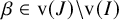beta element of normal v left parenthesis upper J right parenthesis minus normal v left parenthesis upper I right parenthesis