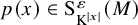 p left parenthesis x right parenthesis element of normal upper S Subscript normal upper K Sub Superscript StartAbsoluteValue x EndAbsoluteValue Superscript epsilon Baseline left parenthesis upper M right parenthesis