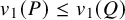 v 1 left parenthesis upper P right parenthesis less than or equals v 1 left parenthesis upper Q right parenthesis