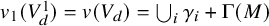 v 1 left parenthesis upper V Subscript d Superscript 1 Baseline right parenthesis equals v left parenthesis upper V Subscript d Baseline right parenthesis equals union Underscript i Endscripts gamma Subscript i Baseline plus normal upper Gamma left parenthesis upper M right parenthesis