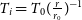 upper T Subscript i Baseline equals upper T 0 left parenthesis StartFraction r Over r 0 EndFraction right parenthesis Superscript negative 1
