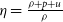 eta equals StartFraction rho plus p plus u Over rho EndFraction